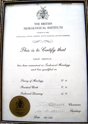 British Horological Institute exams result